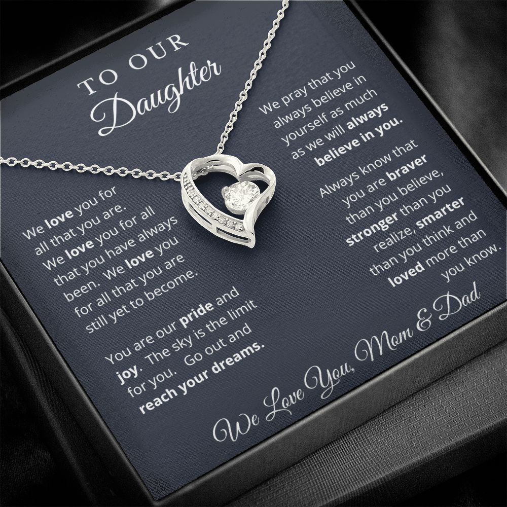 Gift for Daughter from Mom and Dad, Graduation Gift for Daughter To Our Daughter Necklace Love To Daughter Birthday College Graduation Gift