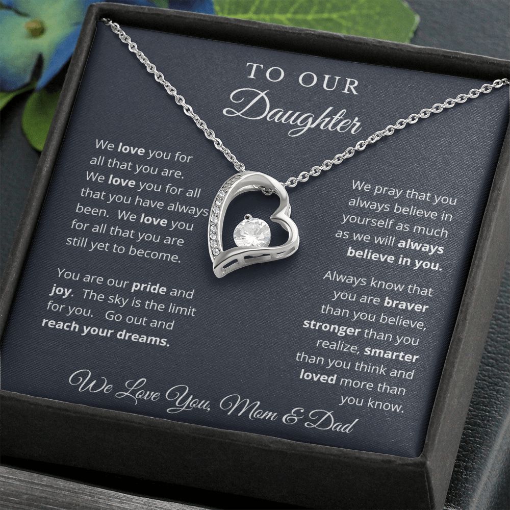 Gift for Daughter from Mom and Dad, Graduation Gift for Daughter To Our Daughter Necklace Love To Daughter Birthday College Graduation Gift