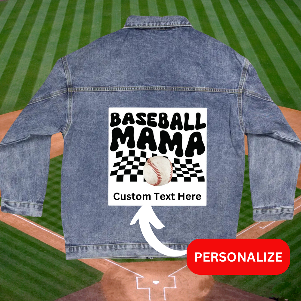 Baseball Mama - Oversized Women's DTG Denim Jacket
