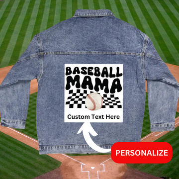 Baseball Mama - Oversized Women's DTG Denim Jacket