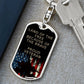 Land of the Free Because of the Brave Dog Tag Keychain - Engraved