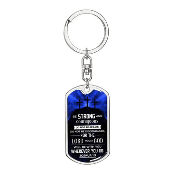 God is With You Dog Tag Key Chain - Engraved