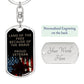 Land of the Free Because of the Brave Dog Tag Keychain - Engraved