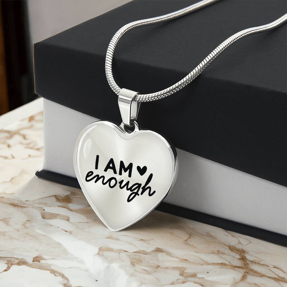 I am Enough Heart Necklace - Engraved