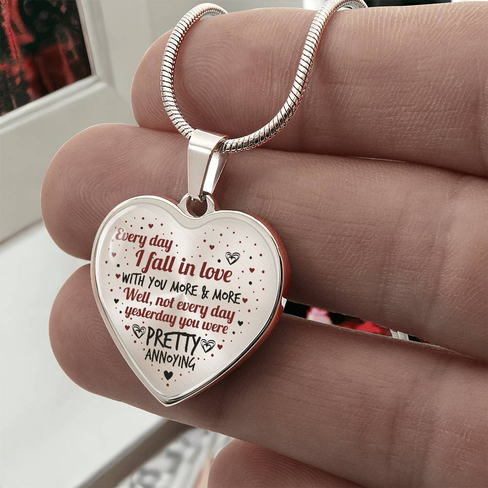 Every Day I Fall in Love - Engraved Necklace - Funny