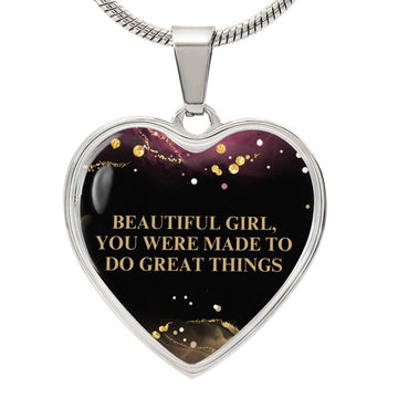 Beautiful Girl  Engraved Heart Pendant Necklace