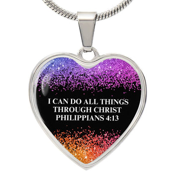 I Can Do All hings Through Christ Engraved Heart Necklace