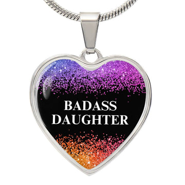 Badass Daughter Heart Pendant Necklace