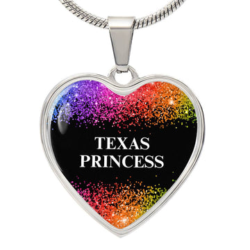 Texas Princess Graphic Heart Pendant Necklace