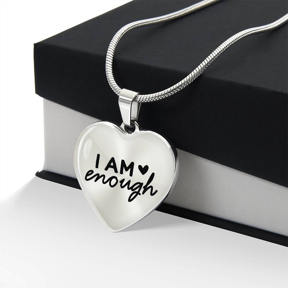I am Enough Heart Necklace - Engraved