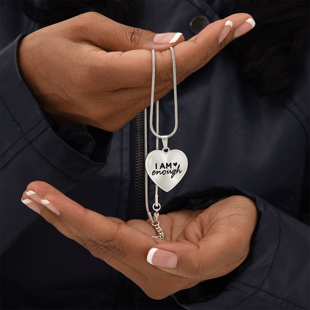 I am Enough Heart Necklace - Engraved