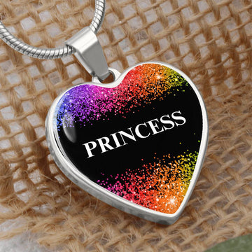 Princess Graphic Heart Pendant Necklace