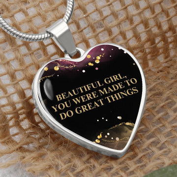 Beautiful Girl  Engraved Heart Pendant Necklace