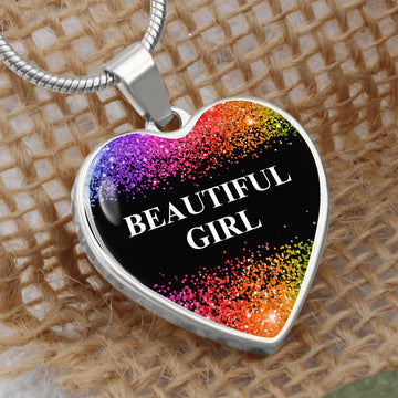 Beautiful Girl Graphic Heart Pendant Necklace