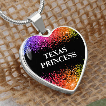 Texas Princess Graphic Heart Pendant Necklace