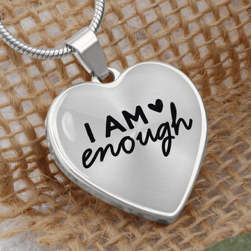 I am Enough Heart Necklace - Engraved