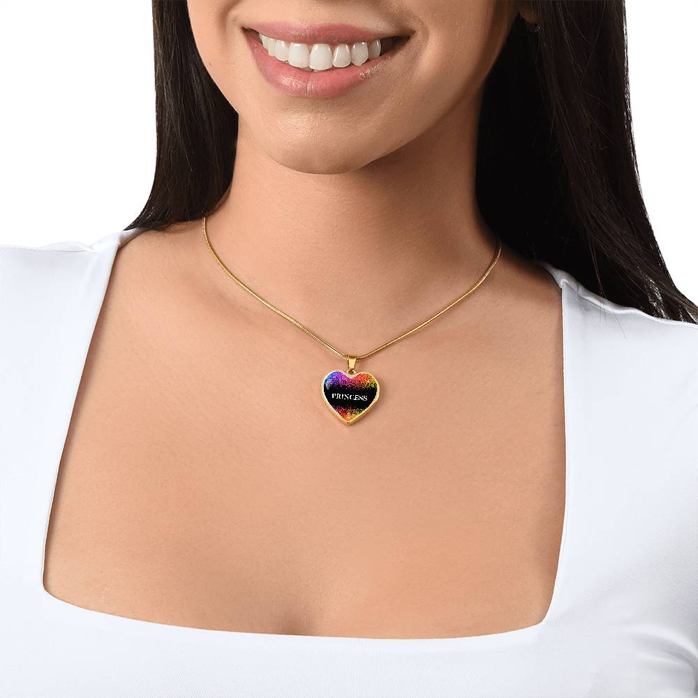 Princess Graphic Heart Pendant Necklace