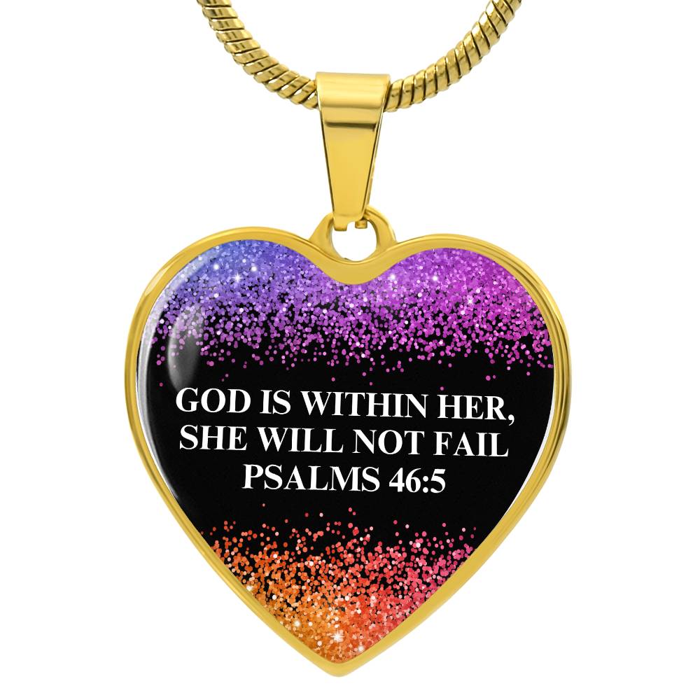 God Is Within Her Engraved Gold Necklace