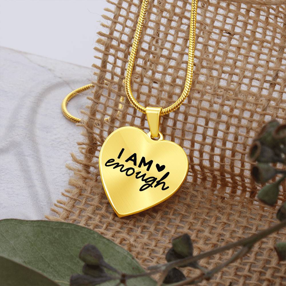 I am Enough Heart Necklace - Engraved