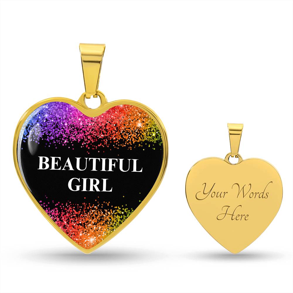 Beautiful Girl Graphic Heart Pendant Necklace