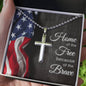 Home of the Free Because of the Brave | Personalized Cross Necklace