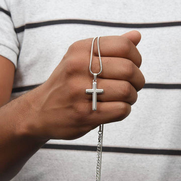 To Our Son From Mom and Dad Engraved Cross Necklace