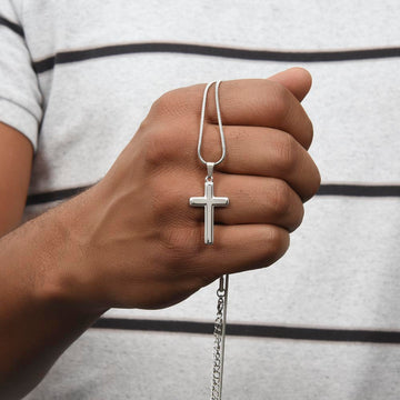 To Our Son From Mom and Dad Engraved Cross Necklace