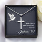 Engraved Cross Necklace - Joshua 1 9