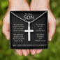 To Our Son Cross Necklace - Proud and Blessed Poem - Engraved