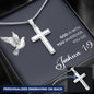 Engraved Cross Necklace - Joshua 1 9