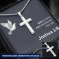 Engraved Cross Necklace - Joshua 1 9