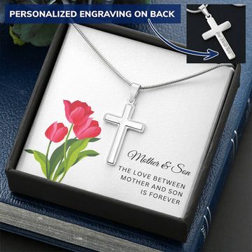 Mother and Son - Engraved Cross Necklace