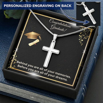 Graduation Gift | Dreams | Personalized Cross Necklace