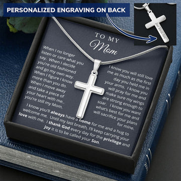 To My Mom from Son | I Thank God | Personalized Cross Necklace