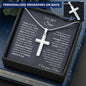 To My Son from Mom - I Believe in You Engraved Cross Necklace