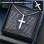 To My Son - Engraved Cross Necklace -  I Believe in You