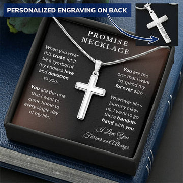 Promise Necklace - Engraved  Cross Necklace