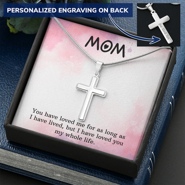 Mom Cross Necklace - Engraved