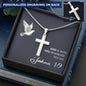 Engraved Cross Necklace - Joshua 1 9