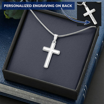 Engraved Boys Cross Necklace