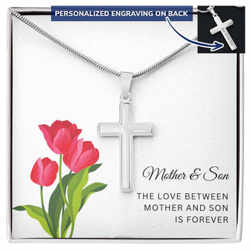Mother and Son - Engraved Cross Necklace