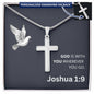 Engraved Cross Necklace - Joshua 1 9