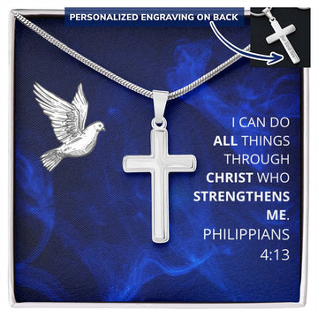 Custom  Message Card with Engraved Cross Necklace