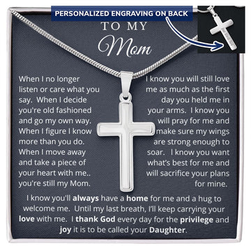 To My Mom from Daughter | You're Still My Mom | Personalized Cross Necklace