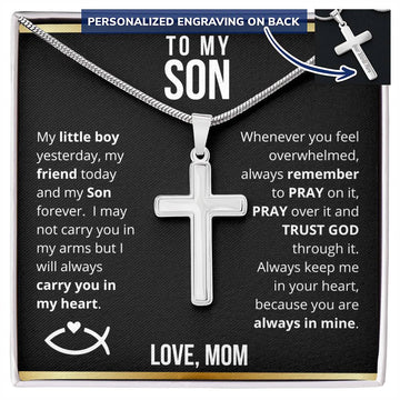 To My Son from Mom - Trust God Laser Engraved Cross Necklace