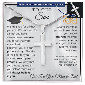 Graduation Gift for Son | We Believe in Youi | Personalized Cross Necklace