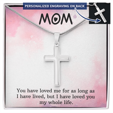 Mom Cross Necklace - Engraved