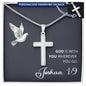 Engraved Cross Necklace - Joshua 1 9