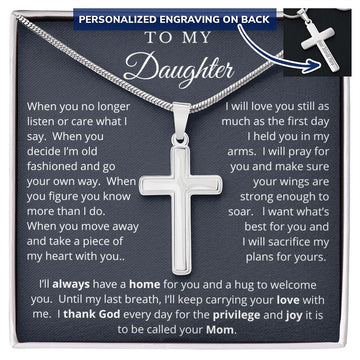To My Daughter | I Thank God | Personalized Cross Necklace