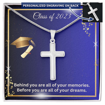 Class of 2023 | Dreams | Engraved Cross Necklace